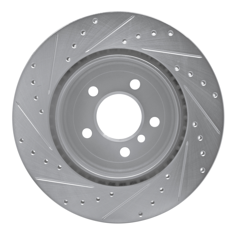 BMW 528I Brake Rotor (1) - Rear Right - R1 Concepts - Drilled & Slotted - Silver - `11-`16